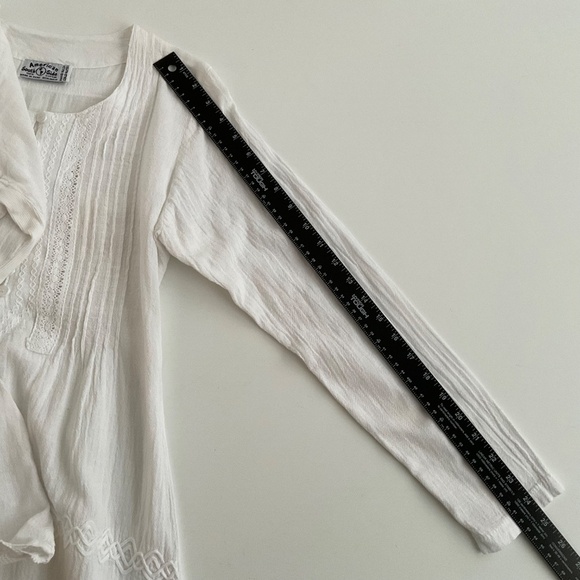 American South Side Embroided Blouse SzS White Hearts Romantic Peasant Boho Chic - Picture 7 of 12